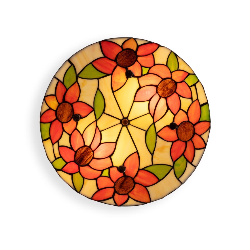 Brilagi - Luminária de teto Tiffany em vitral SUNFLOWER 3xE27/60W/230V Ø 40 cm