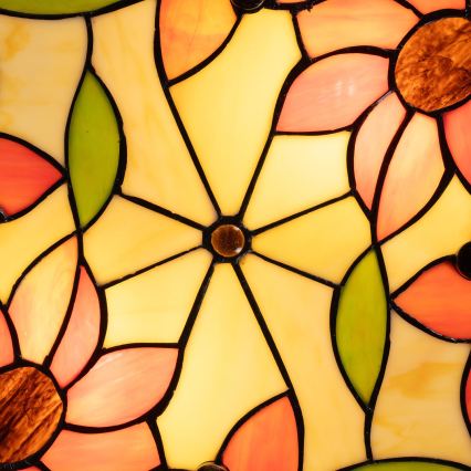 Brilagi - Luminária de teto Tiffany em vitral SUNFLOWER 3xE27/60W/230V Ø 40 cm