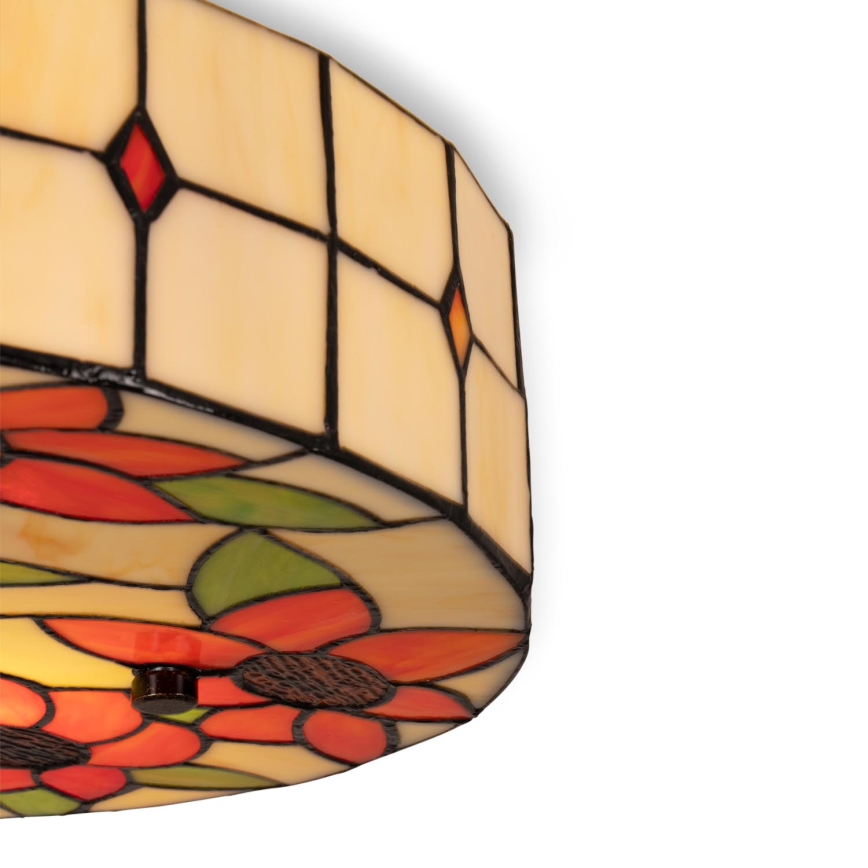 Brilagi - Luminária de teto Tiffany em vitral SUNFLOWER 3xE27/60W/230V Ø 40 cm