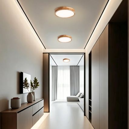 Brilagi - Candeeiro de tecto WOODLINE LED/24W/230V 3000/4000/6000K carvalho, diâmetro 30 cm