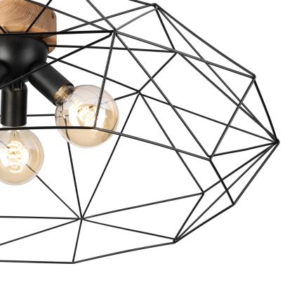 Brilagi - Luminária de teto WOODY BASKET 3xE27/60W/230V, Ø 80 cm, carvalho