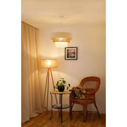 Brilagi - Candeeiro de teto suspenso DENVER LUNETA 1xE27/15W/230V diâmetro 45 cm bege/marrom/crème
