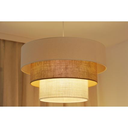 Brilagi - Candeeiro de teto suspenso DENVER LUNETA 1xE27/15W/230V diâmetro 45 cm bege/marrom/crème