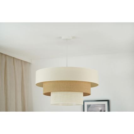 Brilagi - Candeeiro de teto suspenso DENVER LUNETA 1xE27/15W/230V diâmetro 60 cm bege/marrom/crème