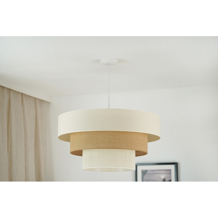 Brilagi - Candeeiro de teto suspenso DENVER LUNETA 1xE27/15W/230V diâmetro 60 cm bege/marrom/crème