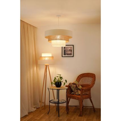 Brilagi - Candeeiro de teto suspenso DENVER LUNETA 1xE27/15W/230V diâmetro 60 cm bege/marrom/crème