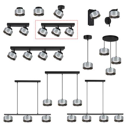 Brilagi - Luminária direcional AURA LUX 3xGX53/30W/230V preta/fumê