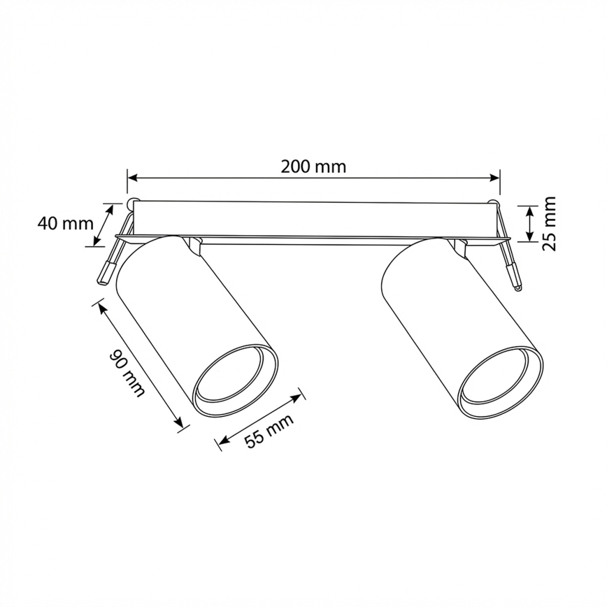 Brilagi - Luminária embutida para teto SELE 2xGU10/30W/230V preta