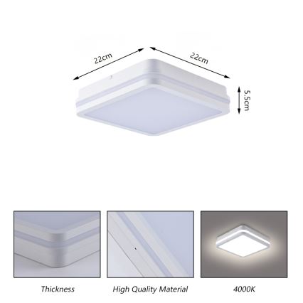 Brilagi - Luminária exterior BENE LED/18W/230V 22x22 cm branca IP54