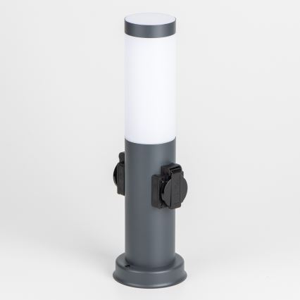 Brilagi - Luminária de exterior NOVA com 2 tomadas SCHUKO 1xE27/15W/230V 40 cm IP44 antracite