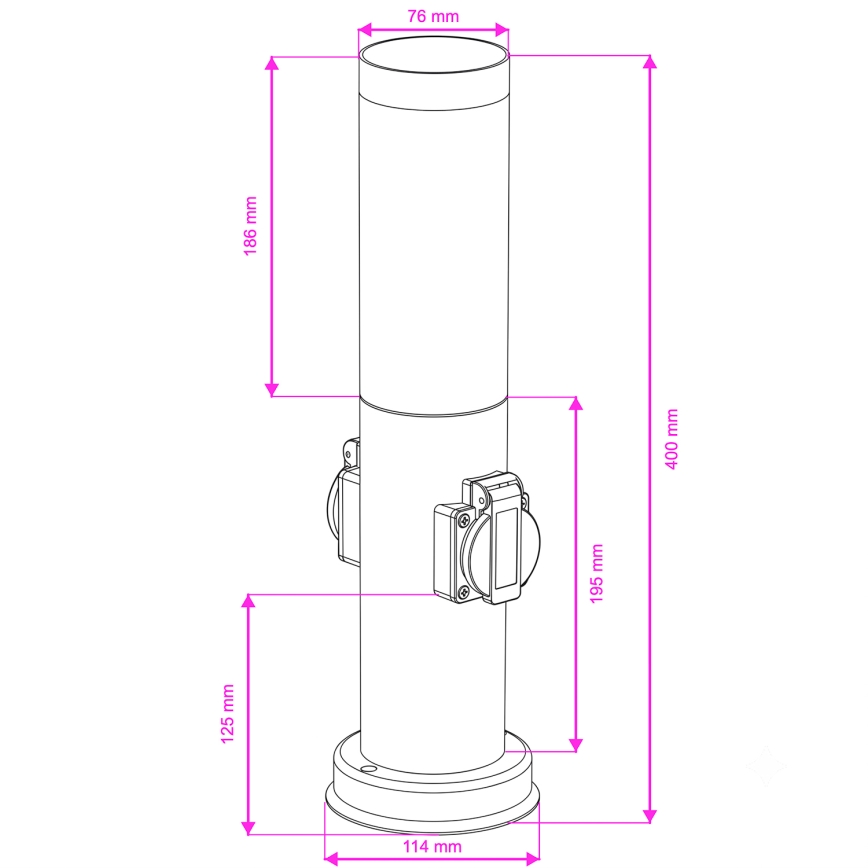 Brilagi - Luminária de exterior NOVA com 2 tomadas SCHUKO 1xE27/15W/230V 40 cm IP44 antracite