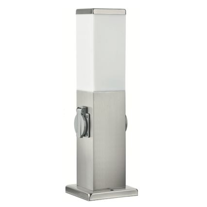 Brilagi - Luminária exterior com 2 tomadas SCHUKO NOVA 1xE27/15W/230V 40 cm IP44 cromado mate