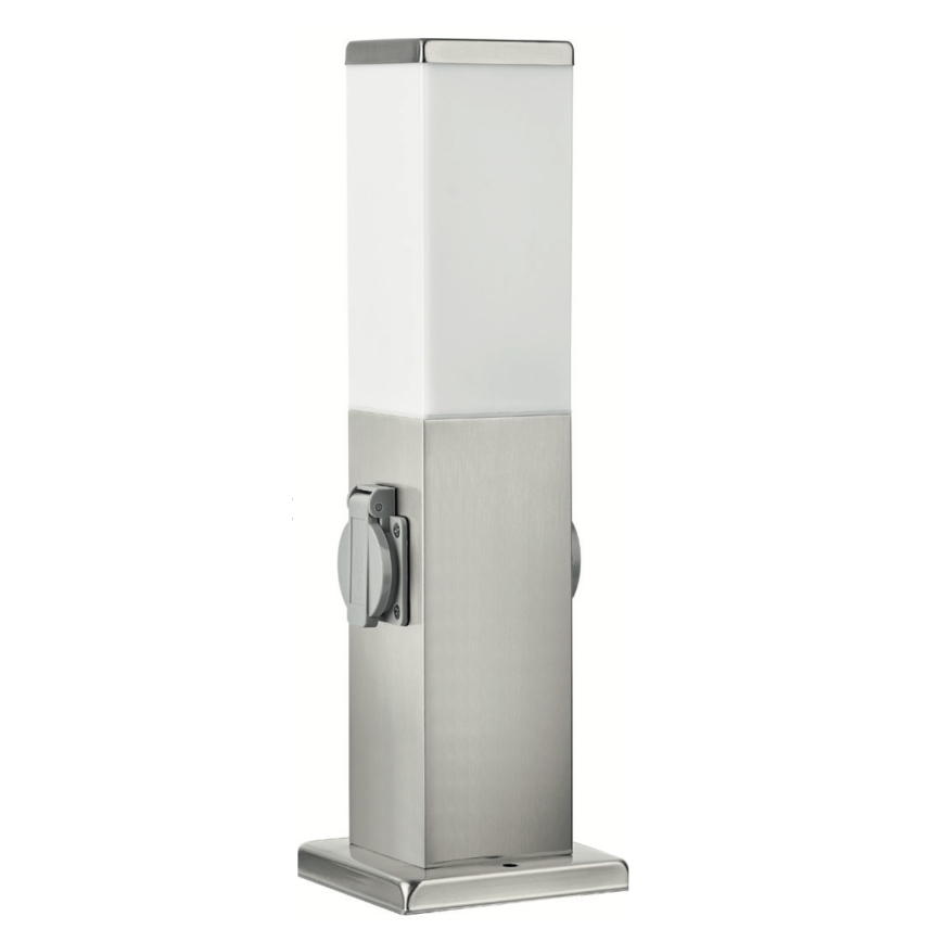 Brilagi - Luminária exterior com 2 tomadas SCHUKO NOVA 1xE27/15W/230V 40 cm IP44 cromado mate