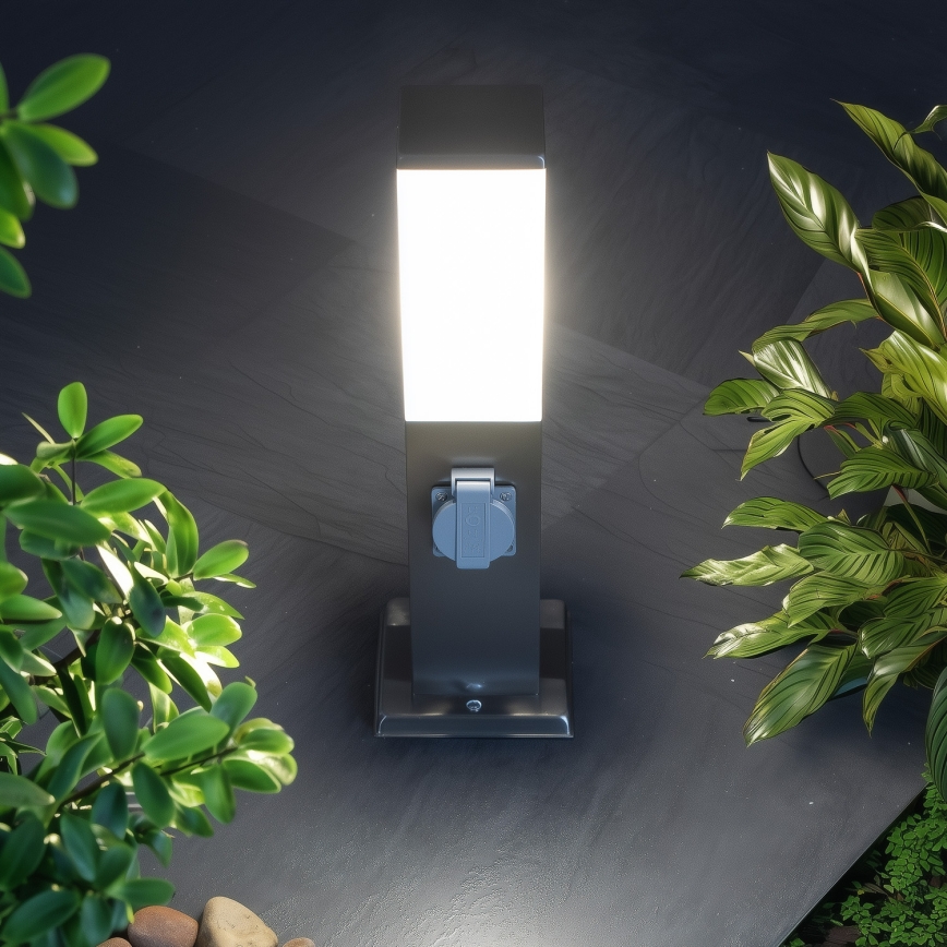Brilagi - Luminária exterior com 2 tomadas SCHUKO NOVA 1xE27/15W/230V 40 cm IP44 cromado mate