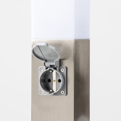 Brilagi - Luminária exterior com 2 tomadas SCHUKO NOVA 1xE27/15W/230V 40 cm IP44 cromado mate