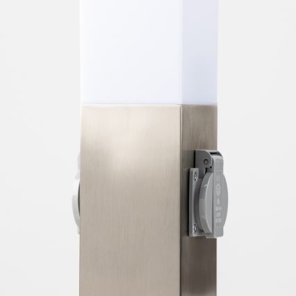 Brilagi - Luminária exterior com 2 tomadas SCHUKO NOVA 1xE27/15W/230V 40 cm IP44 cromado mate