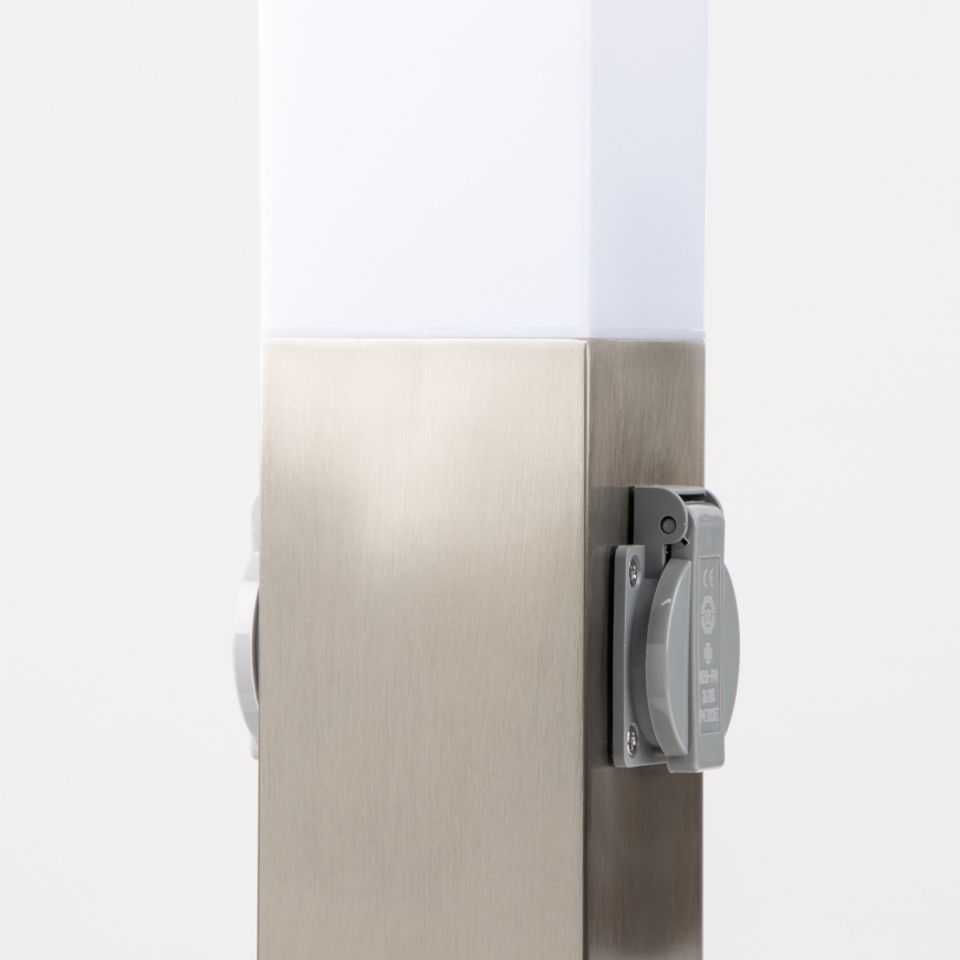 Brilagi - Luminária exterior com 2 tomadas SCHUKO NOVA 1xE27/15W/230V 40 cm IP44 cromado mate