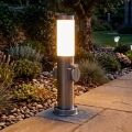 Brilagi - Luminária exterior com 2 tomadas SCHUKO NOVA 1xE27/15W/230V 40 cm IP44 cromado fosco