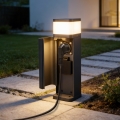 BRILAGI - Luminária exterior com 2 tomadas SCHUKO PILLAR 1xG9/11W/230V IP44 antracite
