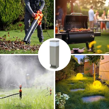 BRILAGI - Luminária exterior com 2 tomadas SCHUKO PILLAR 1xG9/11W/230V IP44 cinzenta