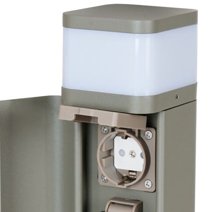 BRILAGI - Luminária exterior com 2 tomadas SCHUKO PILLAR 1xG9/11W/230V IP44 cinzenta