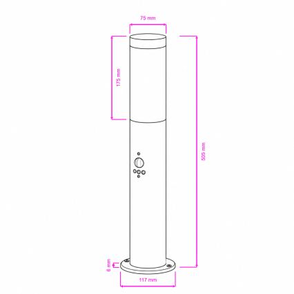 BRILAGI - Lâmpada exterior com sensor de movimento ELIA 1xE27/20W/230V IP44 50 cm acabamento cromado fosco