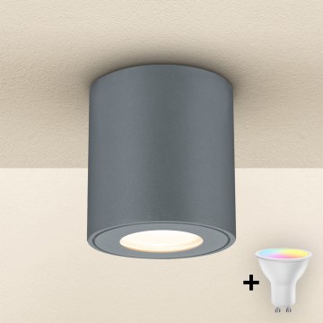 Brilagi - Luminária exterior LED RGBW regulável MIA 1xGU10/4,8W/230V 3000K 84x80 mm antracite IP54 + comando remoto