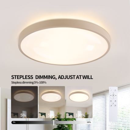 Brilagi - Candeeiro de tecto LED dimável GLASS POOL DOUBLE LED/60W/230V 3000-6000K 50 cm bege + controlo remoto
