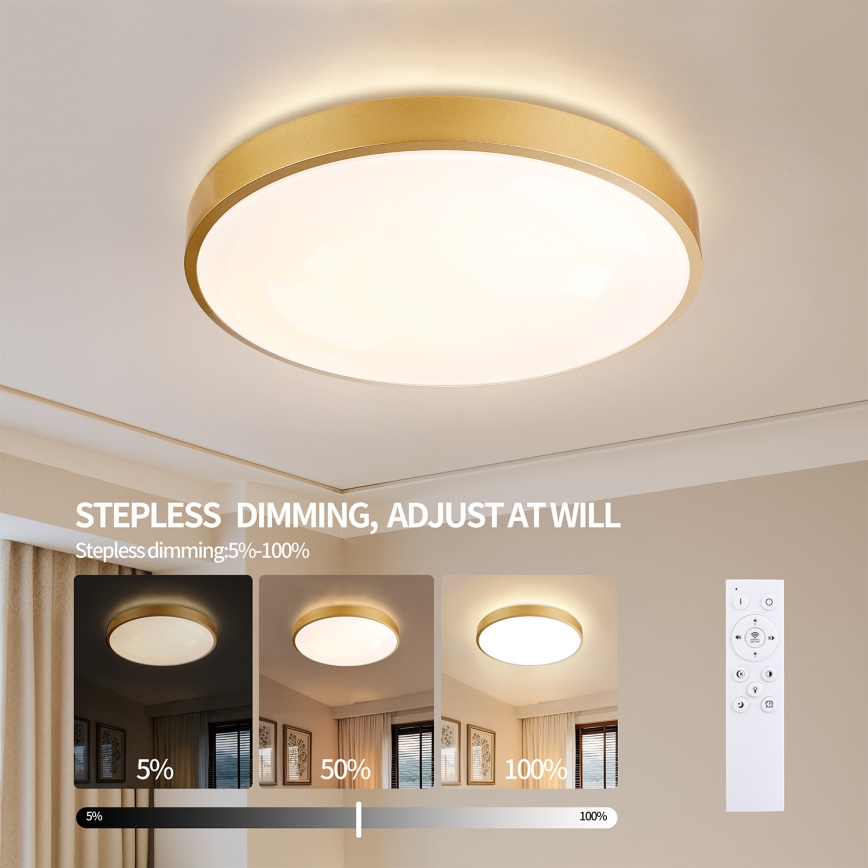 Brilagi - Luminária de teto LED dimerizável GLASS POOL DOUBLE LED/80W/230V 3000-6000K 60 cm dourada + controlo remoto