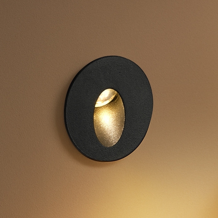 Brilagi - Luminária LED de embutir para exterior STAIRDOT LED/2W/230V, preta, IP65, redonda