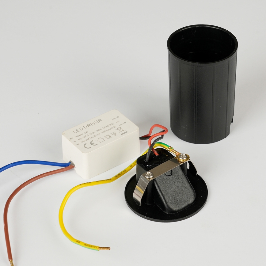 Brilagi - Luminária LED de embutir para exterior STAIRDOT LED/2W/230V, preta, IP65, redonda