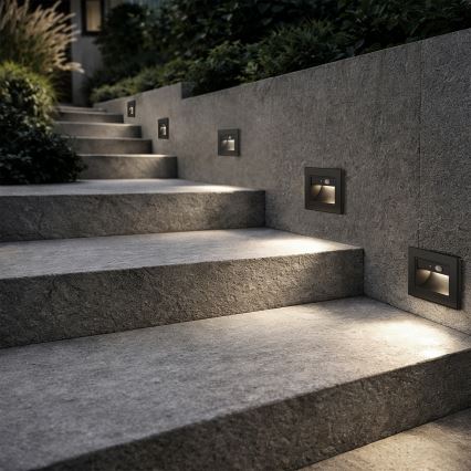 Brilagi - Luminária para escada LED com sensor STEP LIGHT LED/1,5W/230V IP44 preta