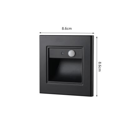 Brilagi - Luminária para escada LED com sensor STEP LIGHT LED/1,5W/230V IP44 preta