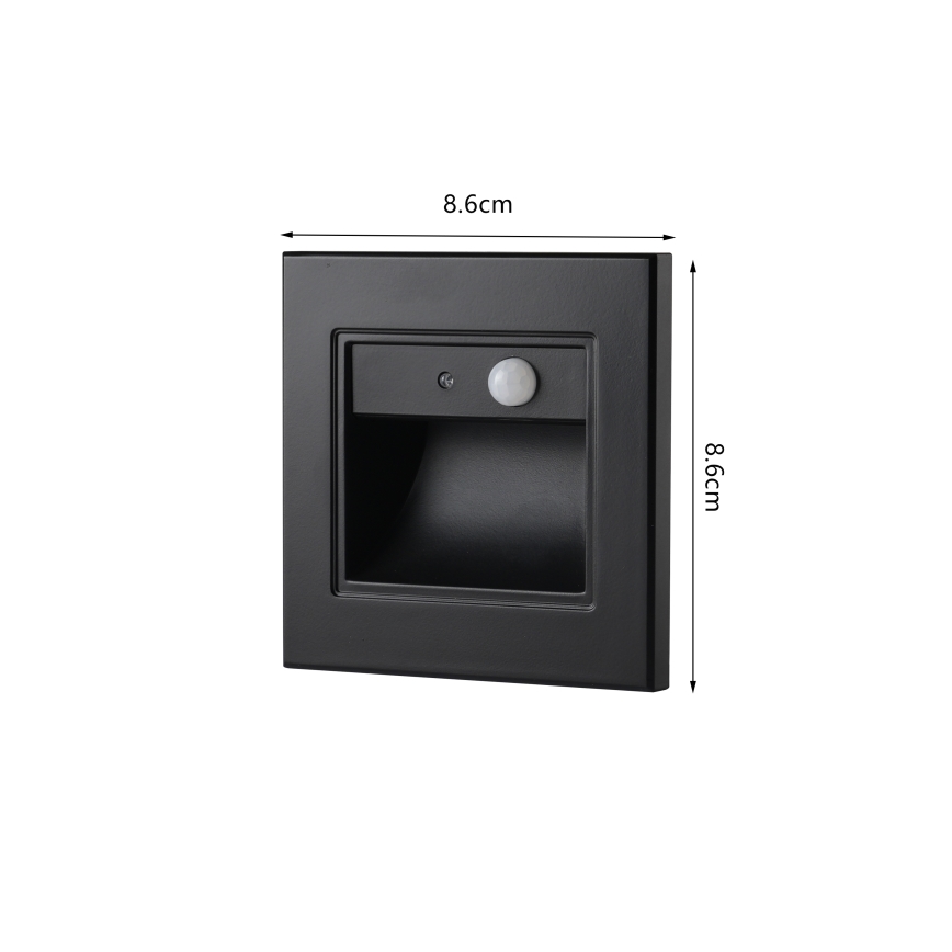 Brilagi - Luminária para escada LED com sensor STEP LIGHT LED/1,5W/230V IP44 preta