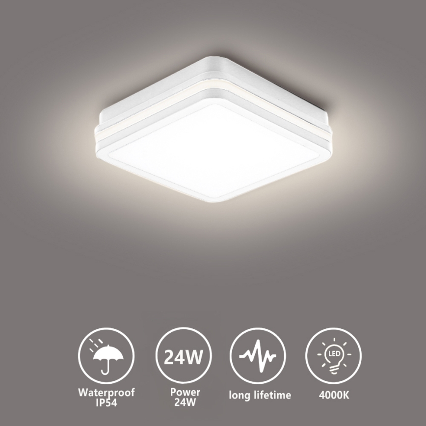 Brilagi - Luminária LED de exterior BENE LED/24W/230V 26x26 cm branca IP54