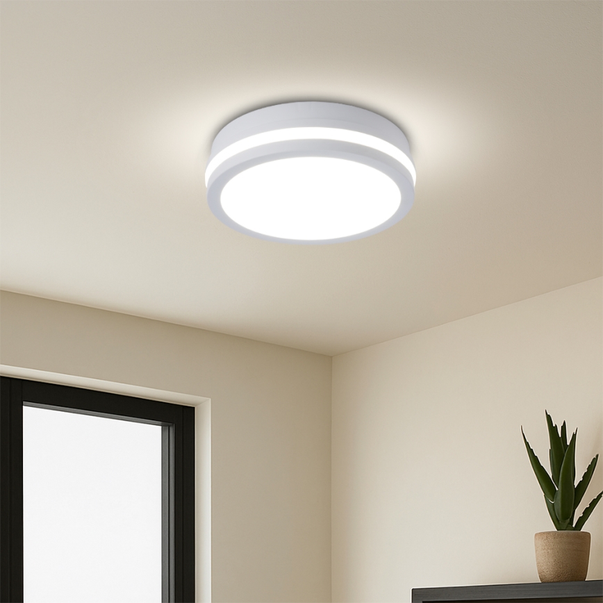 Brilagi - Luminária de teto LED para exterior com sensor BENE LED/18W/230V Ø 21,5 cm branca IP54