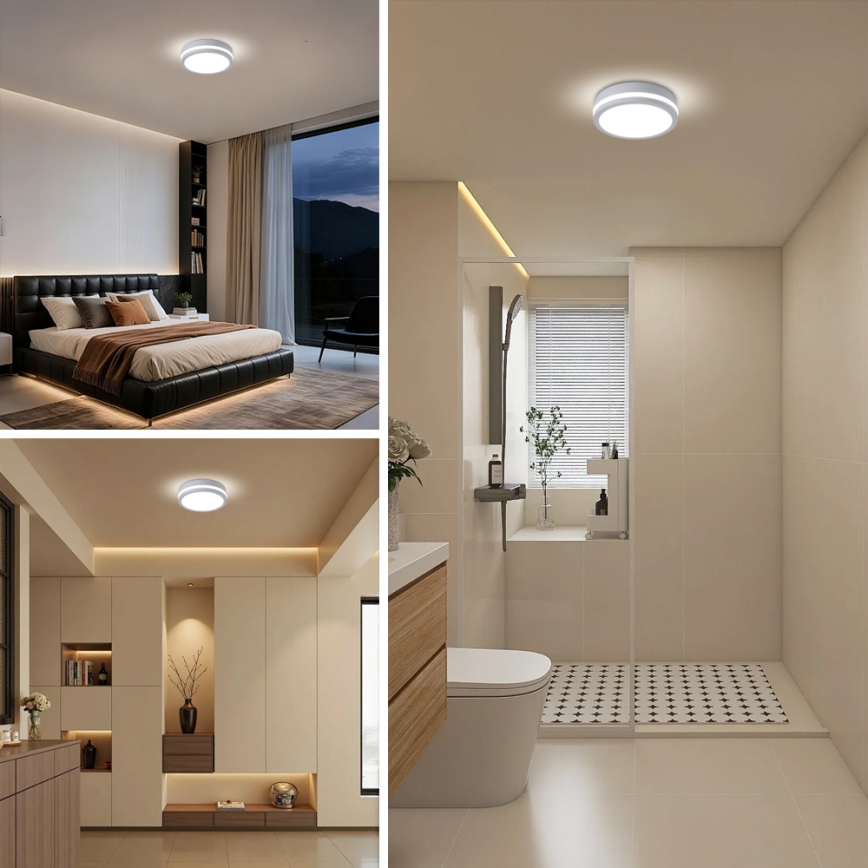 Brilagi - Luminária de teto LED para exterior com sensor BENE LED/18W/230V Ø 21,5 cm branca IP54