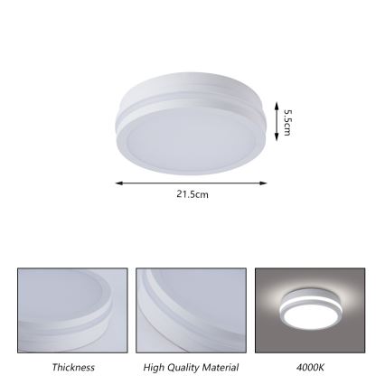 Brilagi - Luminária de teto LED para exterior com sensor BENE LED/18W/230V Ø 21,5 cm branca IP54