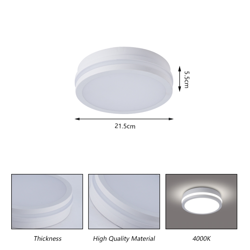 Brilagi - Luminária de teto LED para exterior com sensor BENE LED/18W/230V Ø 21,5 cm branca IP54