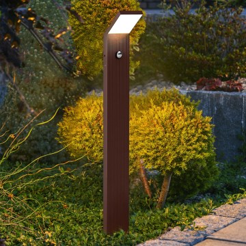 Brilagi - Luminária LED de exterior com sensor RIANO LED/8W/230V castanha IP65 80 cm
