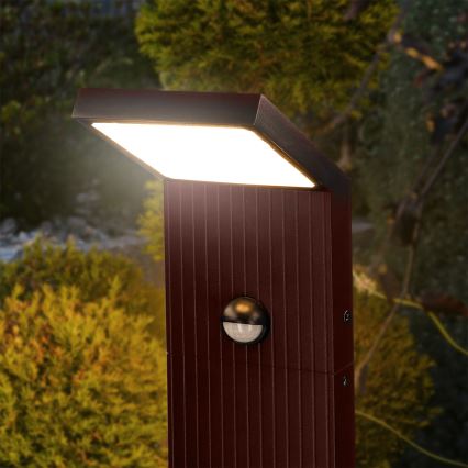 BRILAGI - Luminária LED de exterior com sensor RIANO LED/8W/230V castanha IP65 80 cm