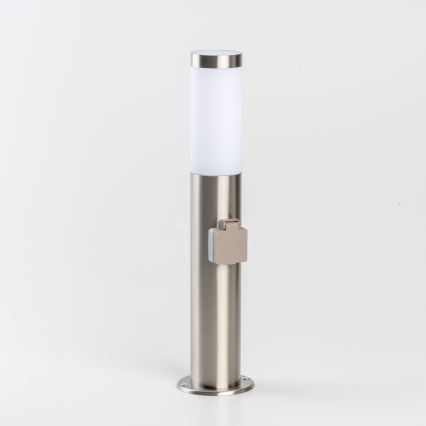 BRILAGI - Candeeiro exterior LED com tomada ELIA, 1xE27/7W/230V, 4000K, IP44, 50 cm, cromo fosco