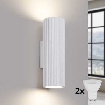 Brilagi - Luminária LED de parede CRESTO 2xGU10/10W/230V 20 cm branca