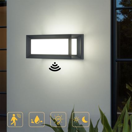 Brilagi - Aplique de parede LED para exterior com sensor PARKER LED/12W/230V antracite IP44