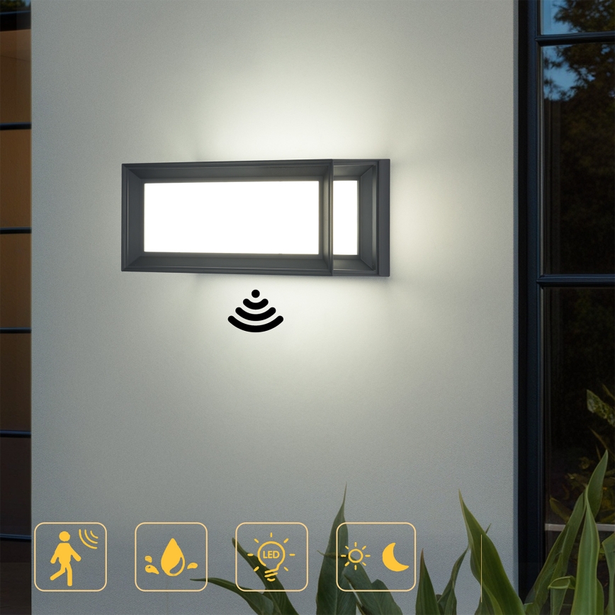 Brilagi - Aplique de parede LED para exterior com sensor PARKER LED/12W/230V antracite IP44