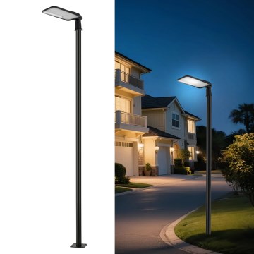 Brilagi - Luminária LED de rua externa com poste de 3 m e articulação URBANLIGHT LED/200W/230V preta IP65