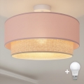 Brilagi - Luminária LED de teto sobreposta BOHO BOBO 1xE27/10W/230V Ø 40 cm rosa/creme