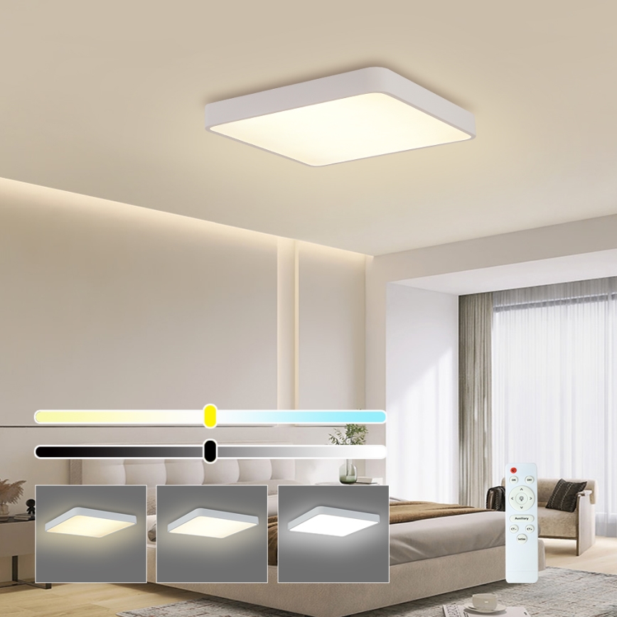 Brilagi - Luminária de teto LED dimmerizável POOL SQUARE LED/48W/230V 3000-6000K 50x50 cm branca + comando à distância