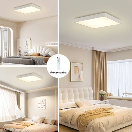 Brilagi - Luminária de teto LED dimmerizável POOL SQUARE LED/48W/230V 3000-6000K 50x50 cm branca + comando à distância