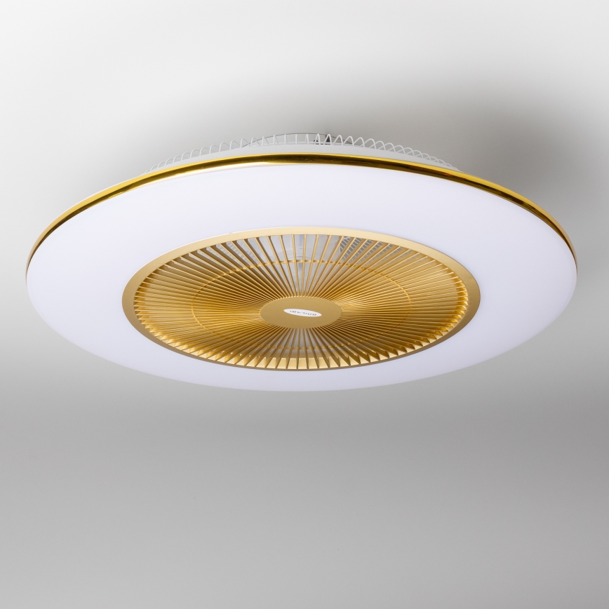 Brilagi - Luminária LED Regulável com Ventilador AURA LED/38W/230V 3000-6000K dourado + controlo remoto